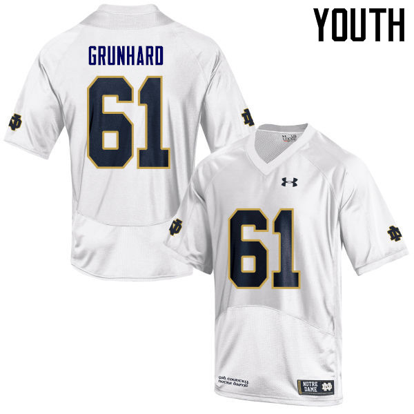 Youth #61 Colin Grunhard Notre Dame Fighting Irish College Football Jerseys Sale-White